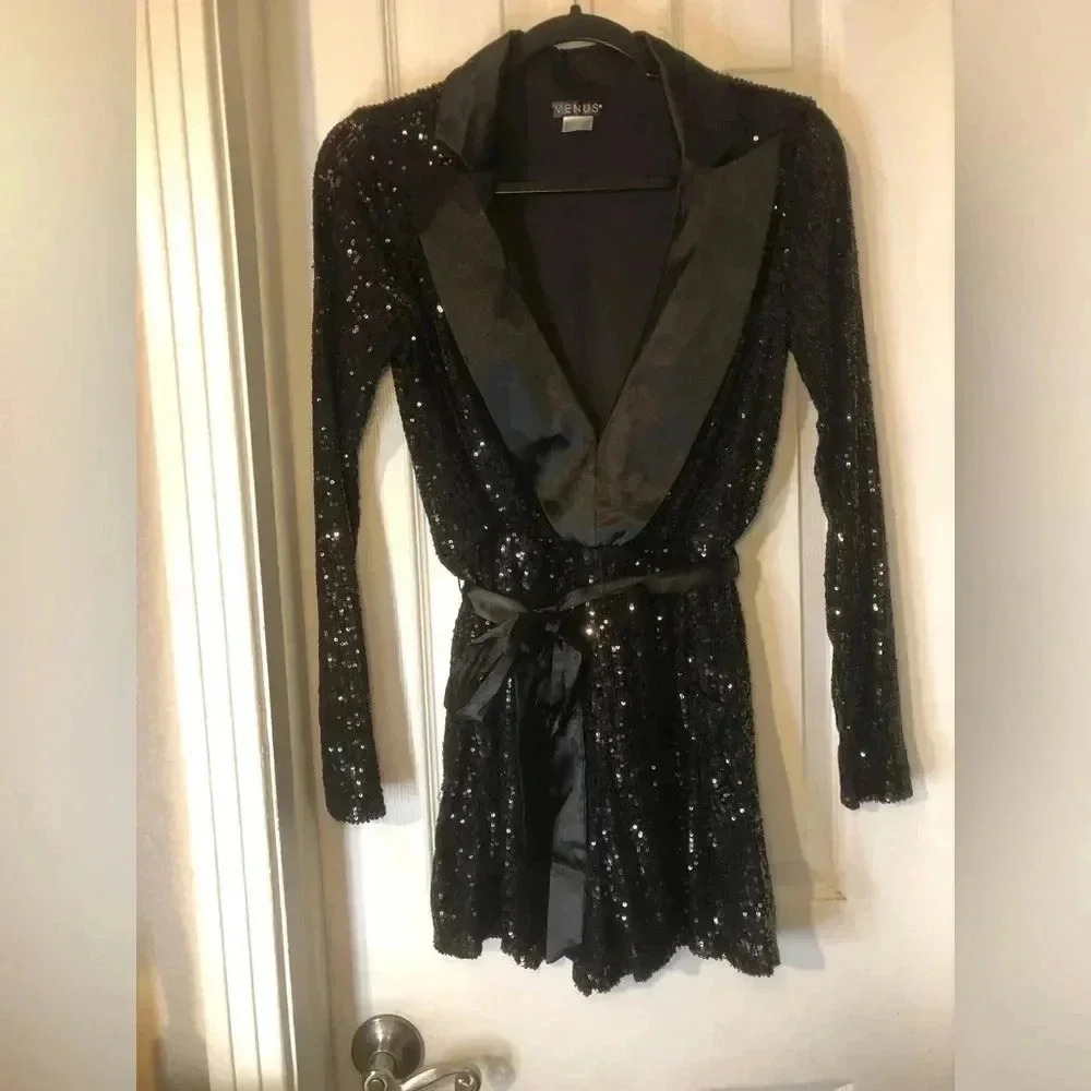 Sequin Tuxedo Romper - image 7